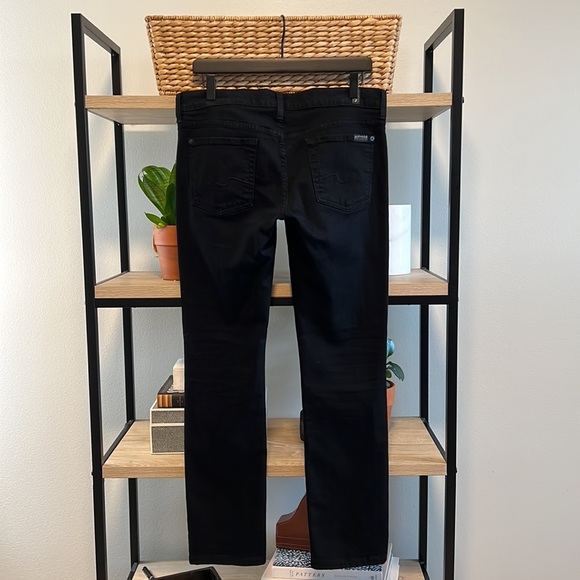 7 For All Mankind Mid-Rise Black Straight Leg Jeans, 30 - Picture 5 of 11